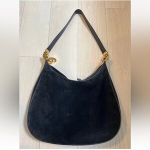 Gucci Black Hobo Bag with Gold Accents